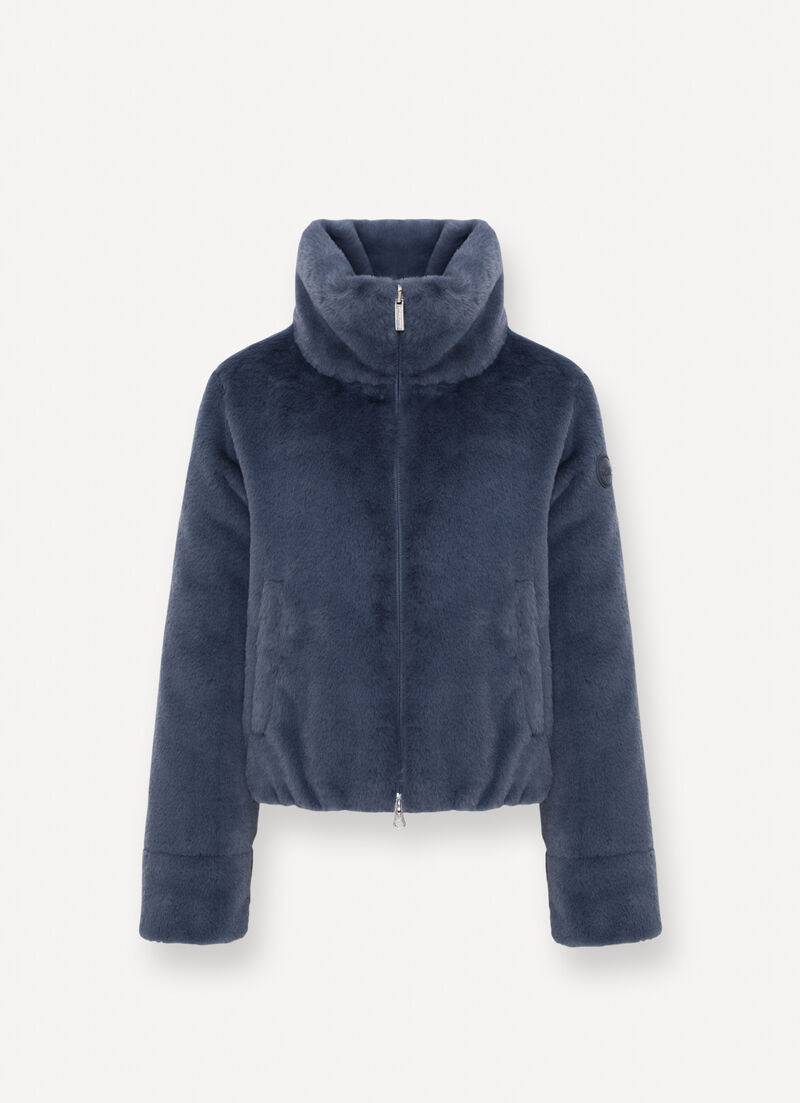 Reversible faux fur down jacket