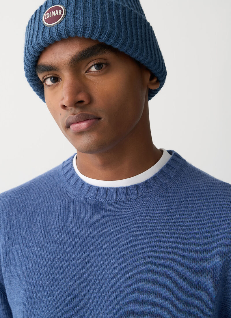 Branded wool pullover