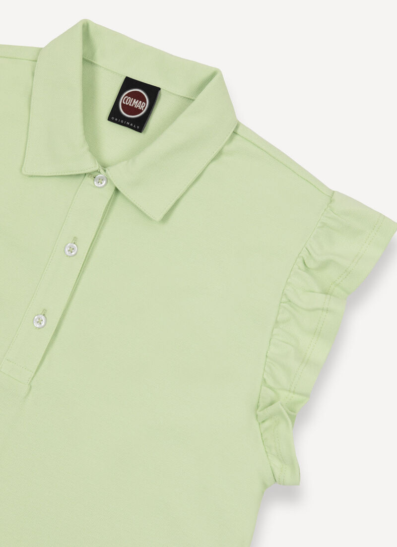 Piqué polo-shirt with ruches