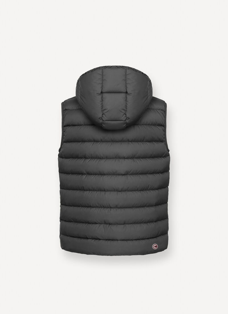 Down vest with detachable hood