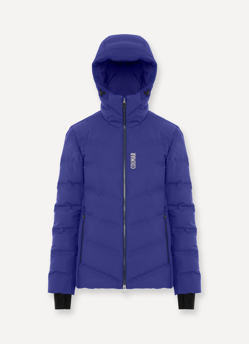 Extra-warm down ski jacket with neck warmer