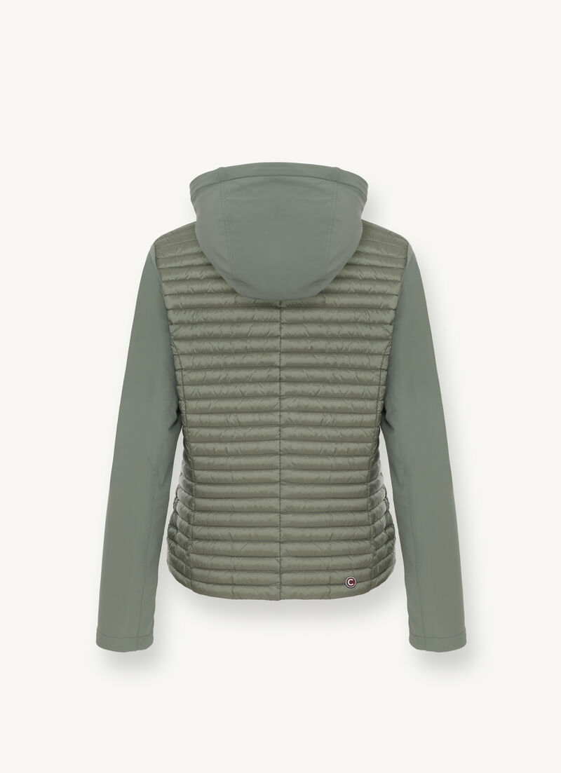 Semi-quilted jacket with combination of fabrics