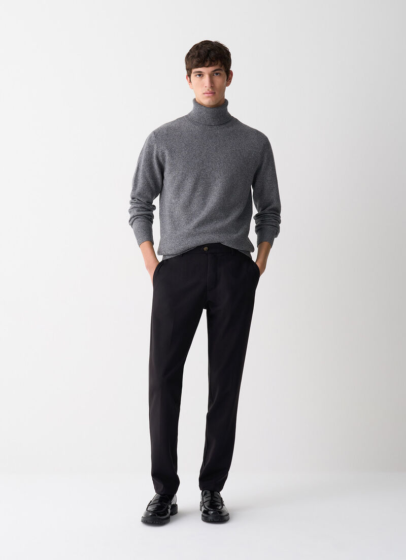 Melange polo-neck jumper