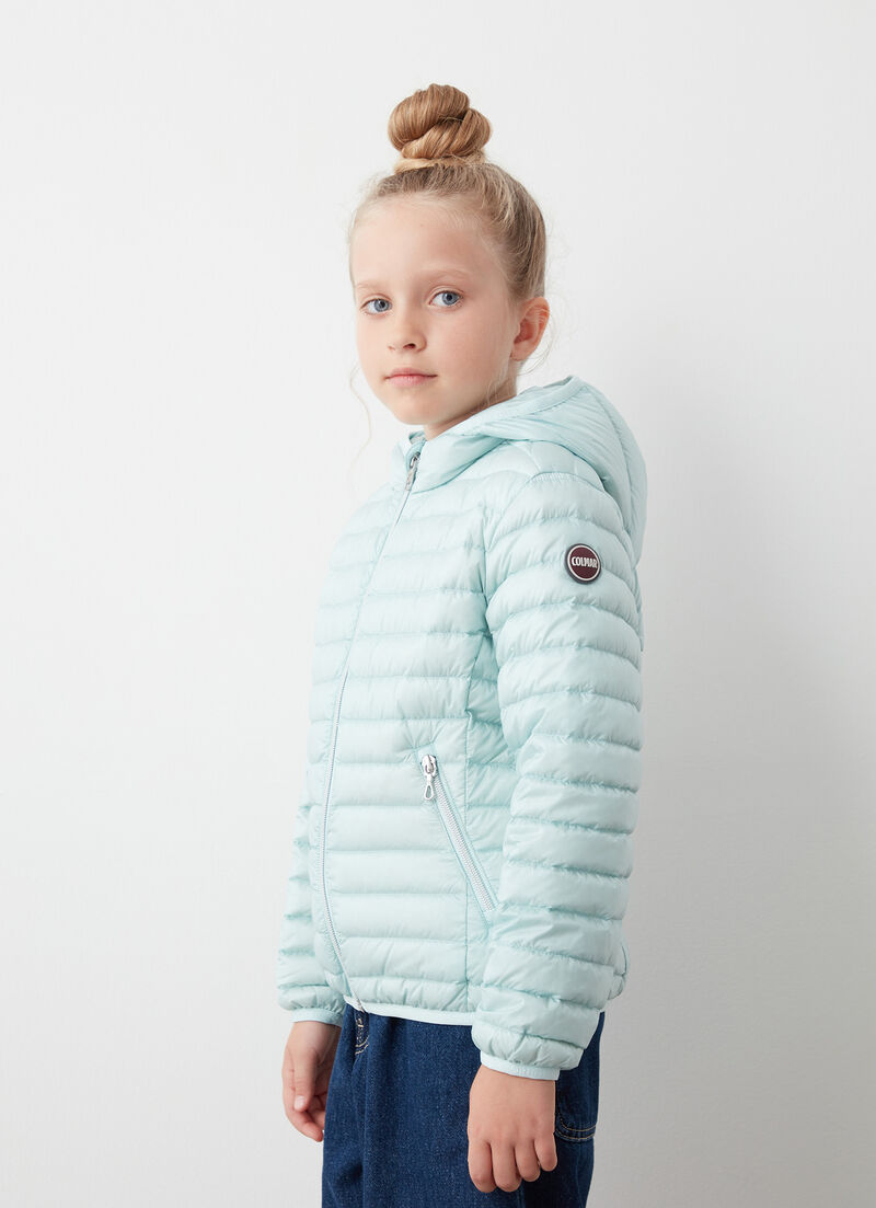 Short hooded down jacket