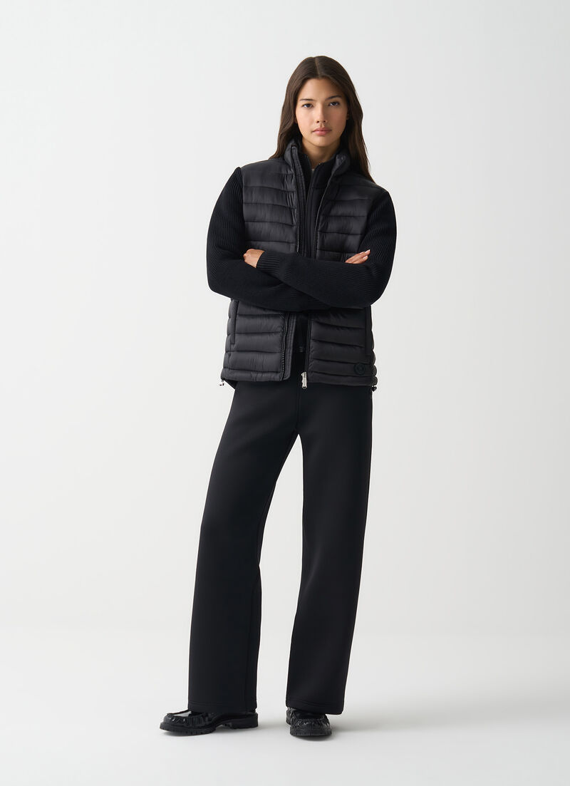 Jacket with knit sleeves