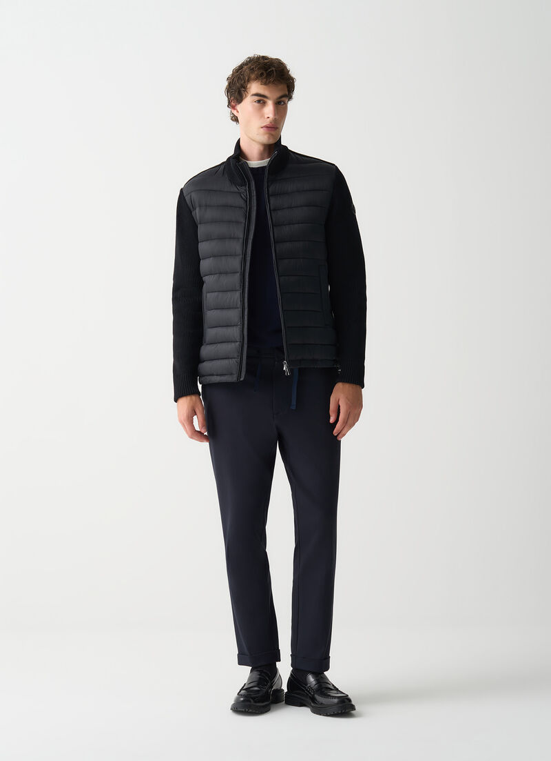 Jacket with knit sleeves