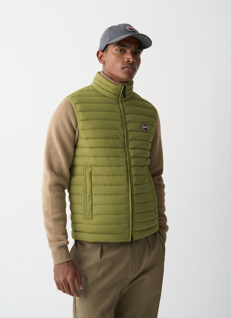 Light down vest with drawstring