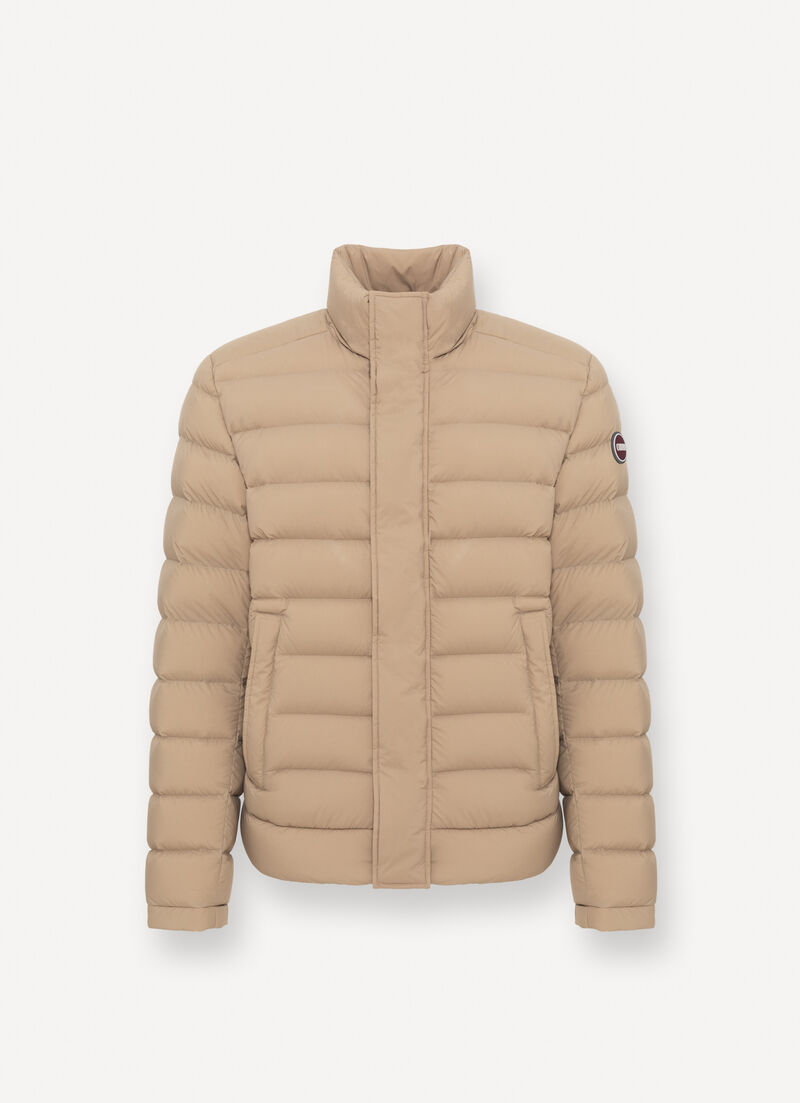 Down jacket with padded collar