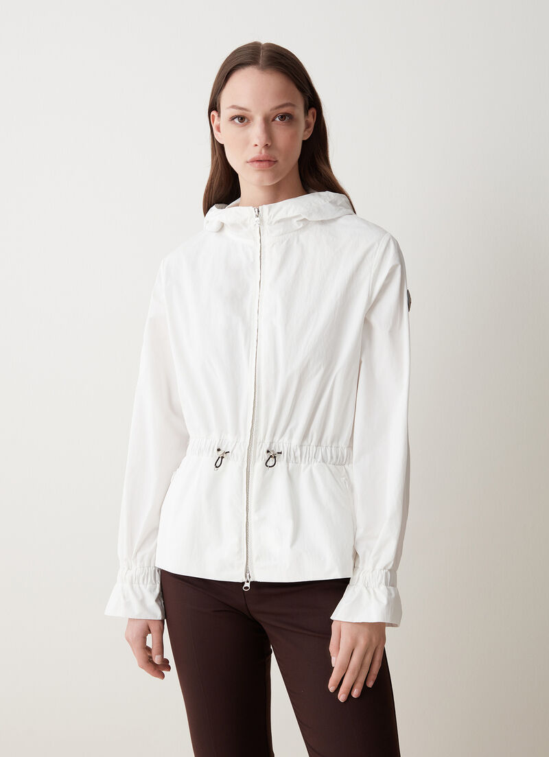 Hooded cotton-look fabric jacket