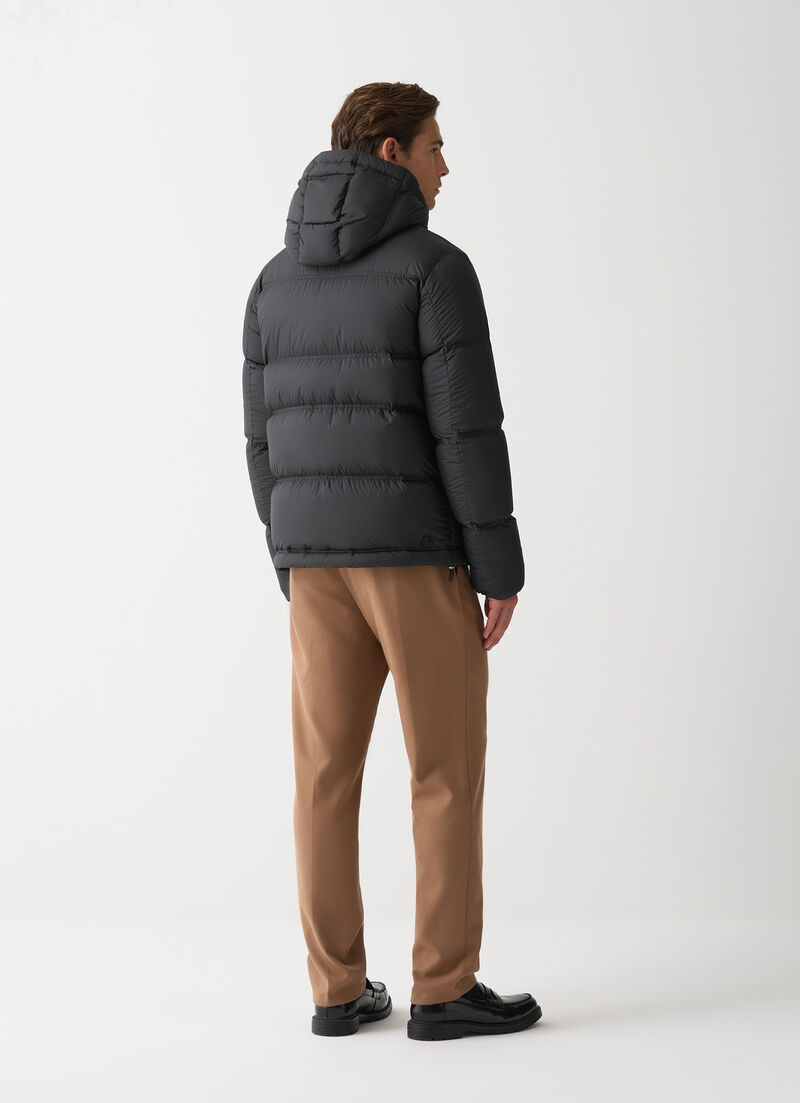 Puffy down jacket with hood