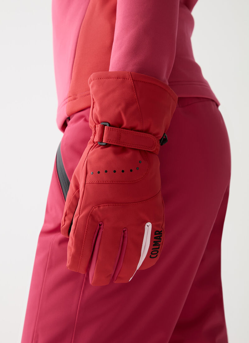 Fur lined ski gloves