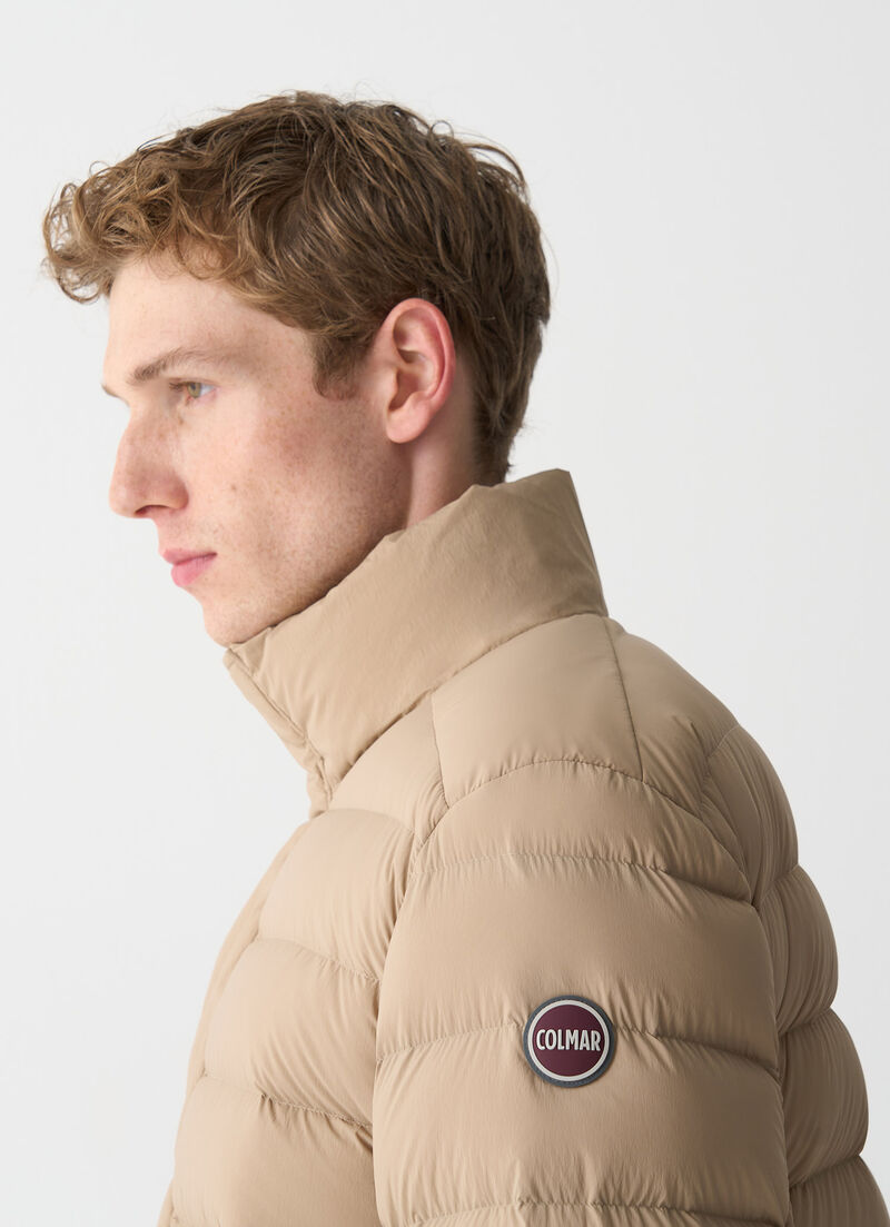 Down jacket with padded collar