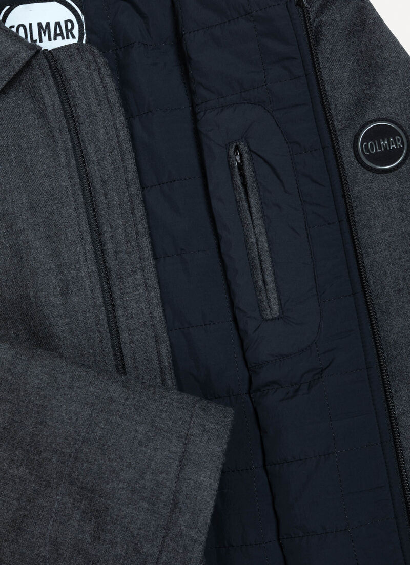 Lightweight wadded shirt jacket.