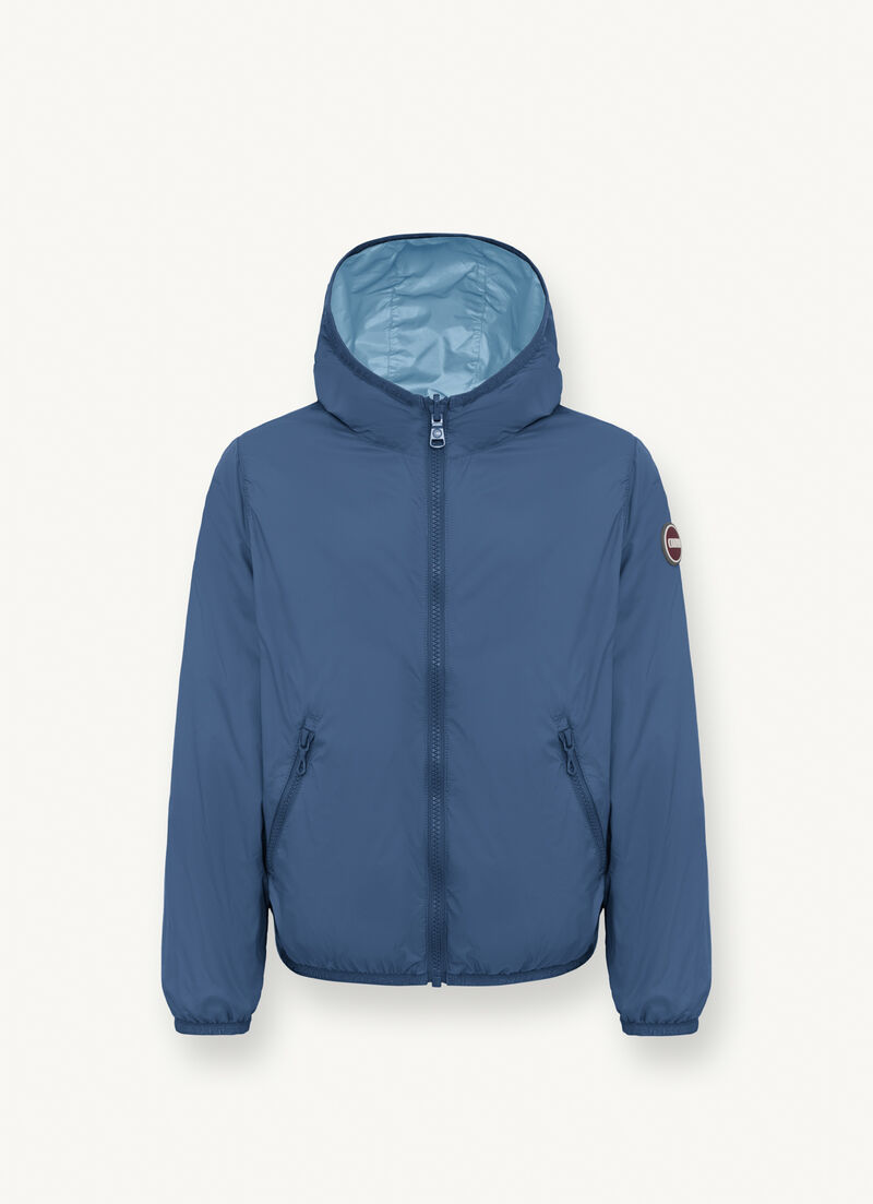Reversible jacket with hood