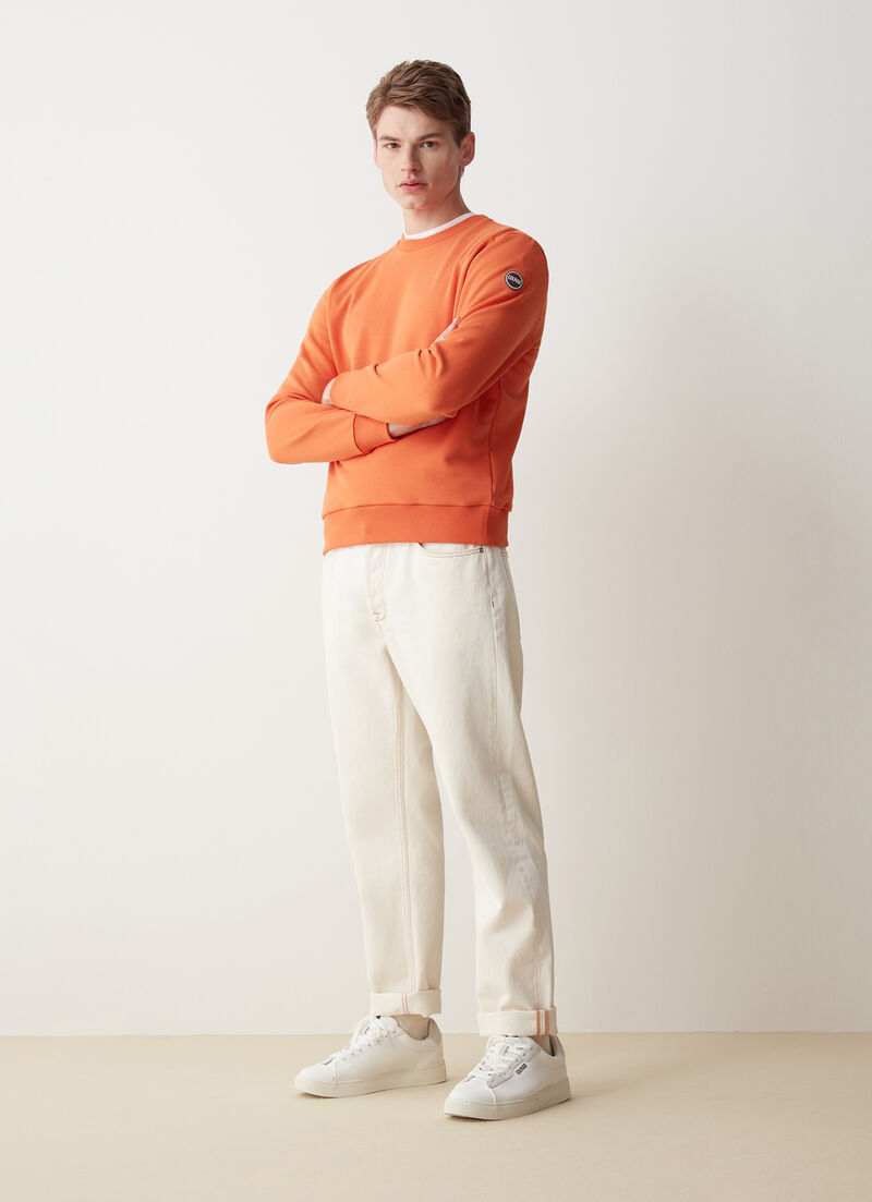 Solid colour crew-neck sweatshirt