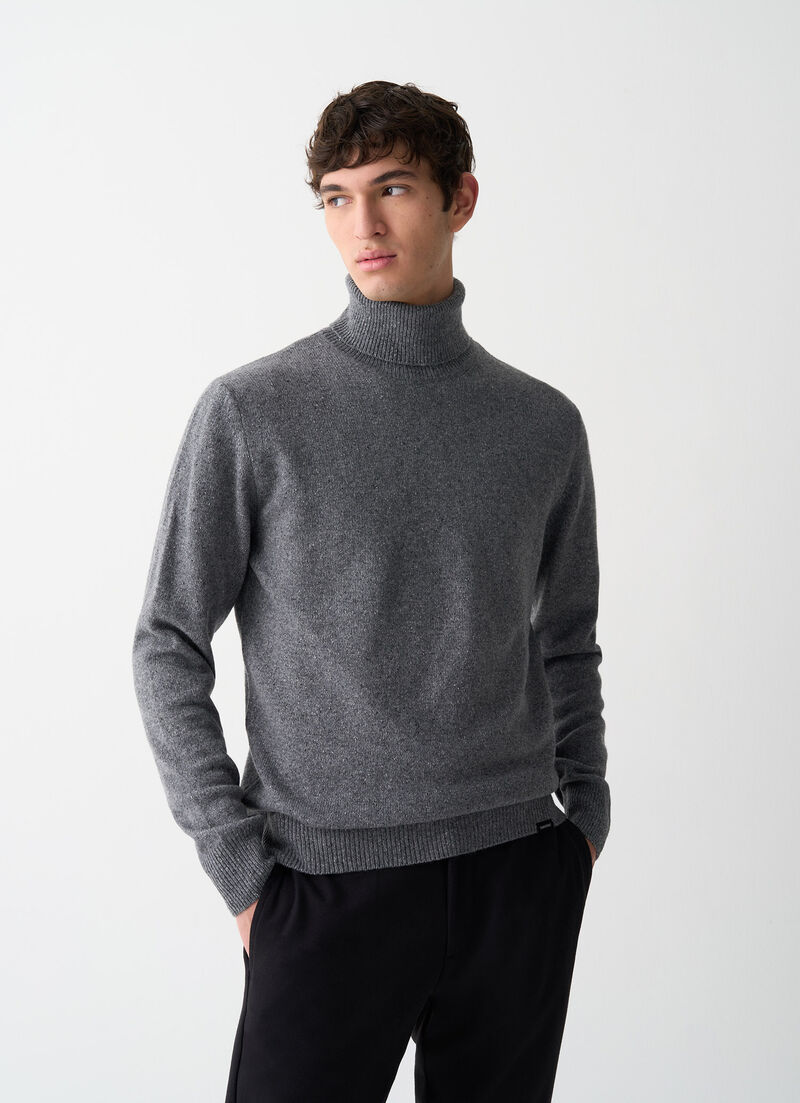 Melange polo-neck jumper