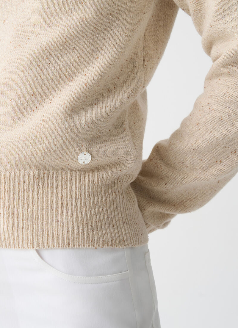 Melange polo-neck jumper