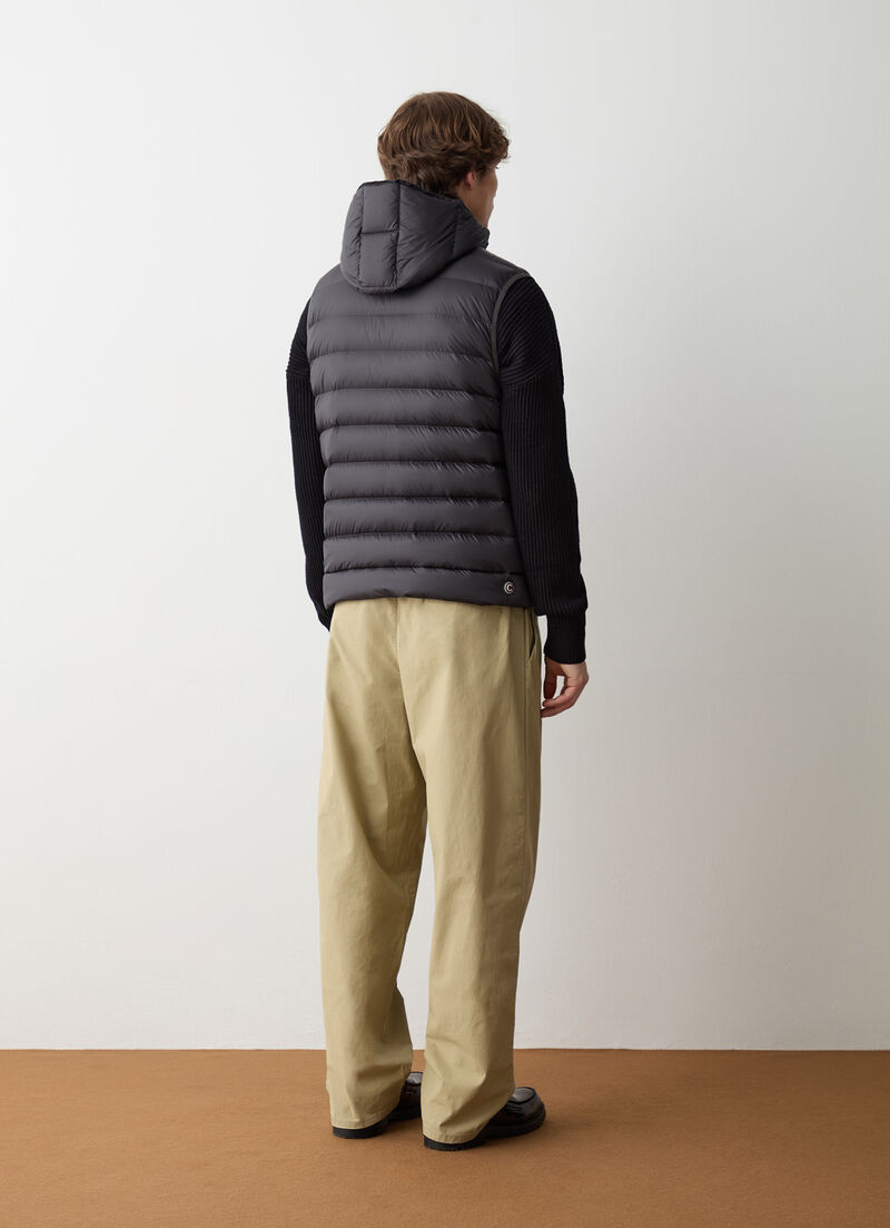 Down vest with detachable hood