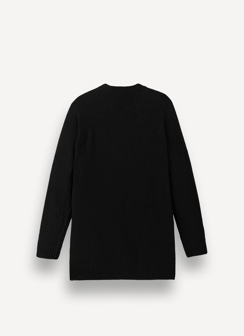 Wool-blend crew-neck maxi-jumper
