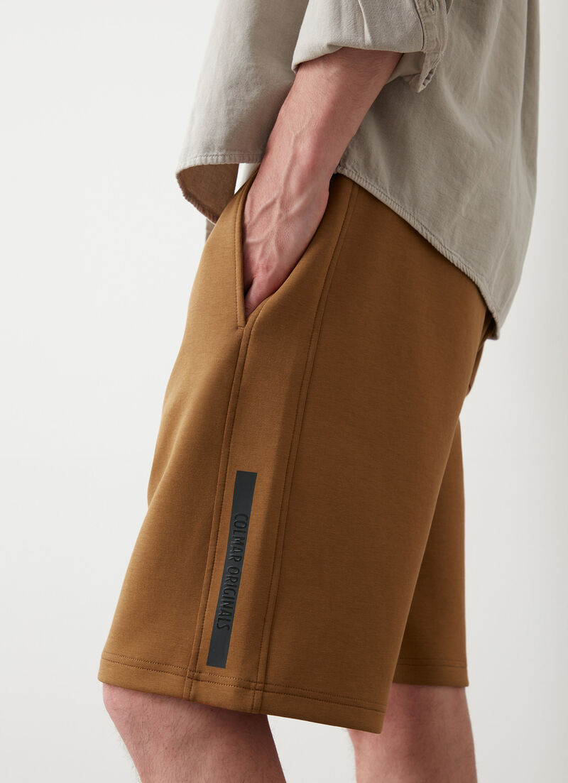 Fleece shorts with logo tape