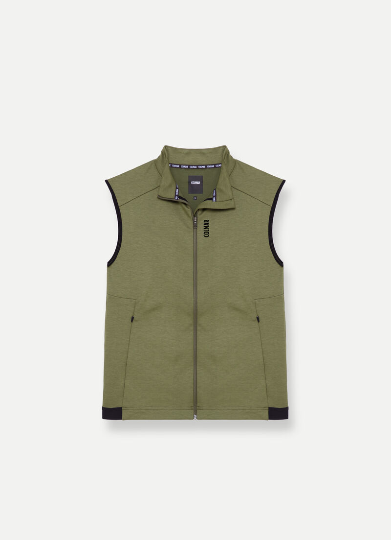 Full-zip stretch interlock vest