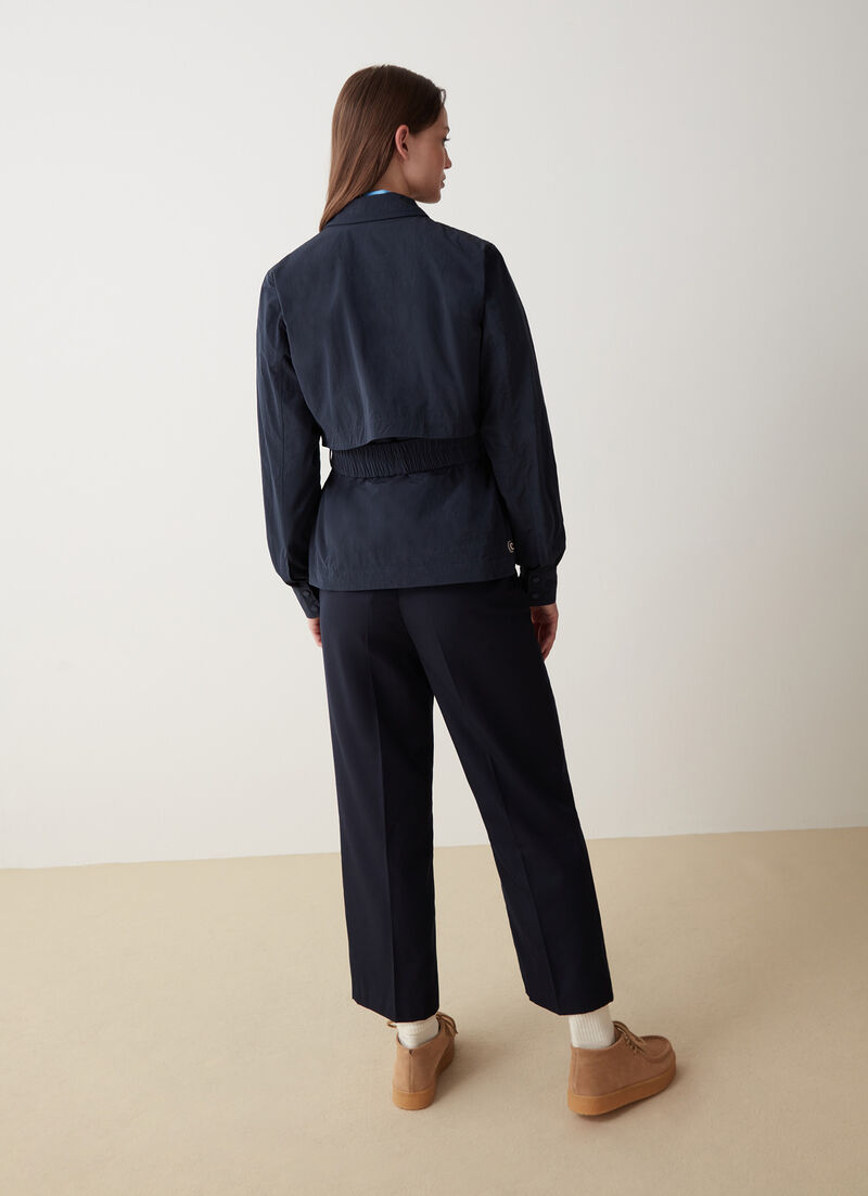 Glossy cotton-look fabric jacket