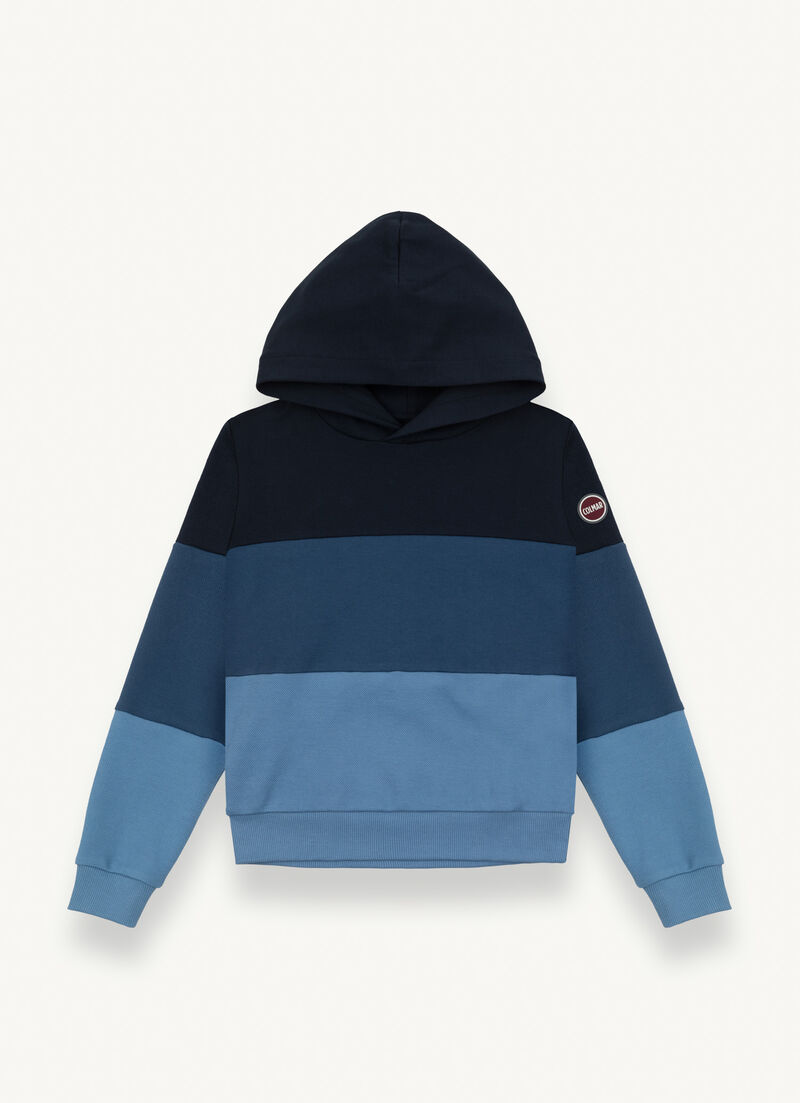 100% cotton piqué hooded sweatshirt