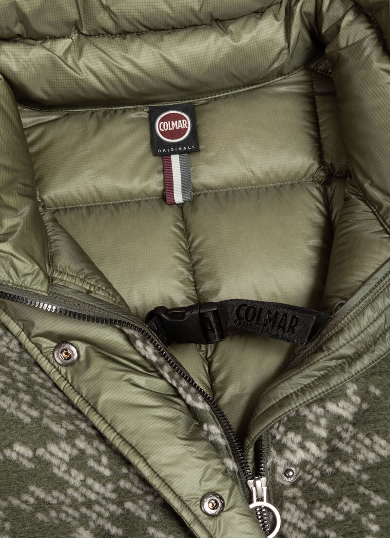 Jacquard down jacket with padded collar