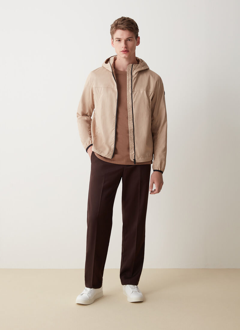 Cotton twill jacket with hood