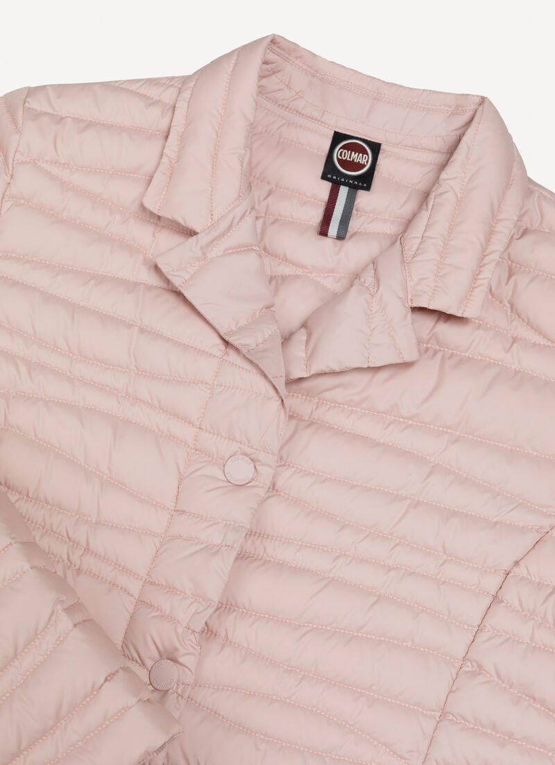 Down-padded blazer with wavy quilting