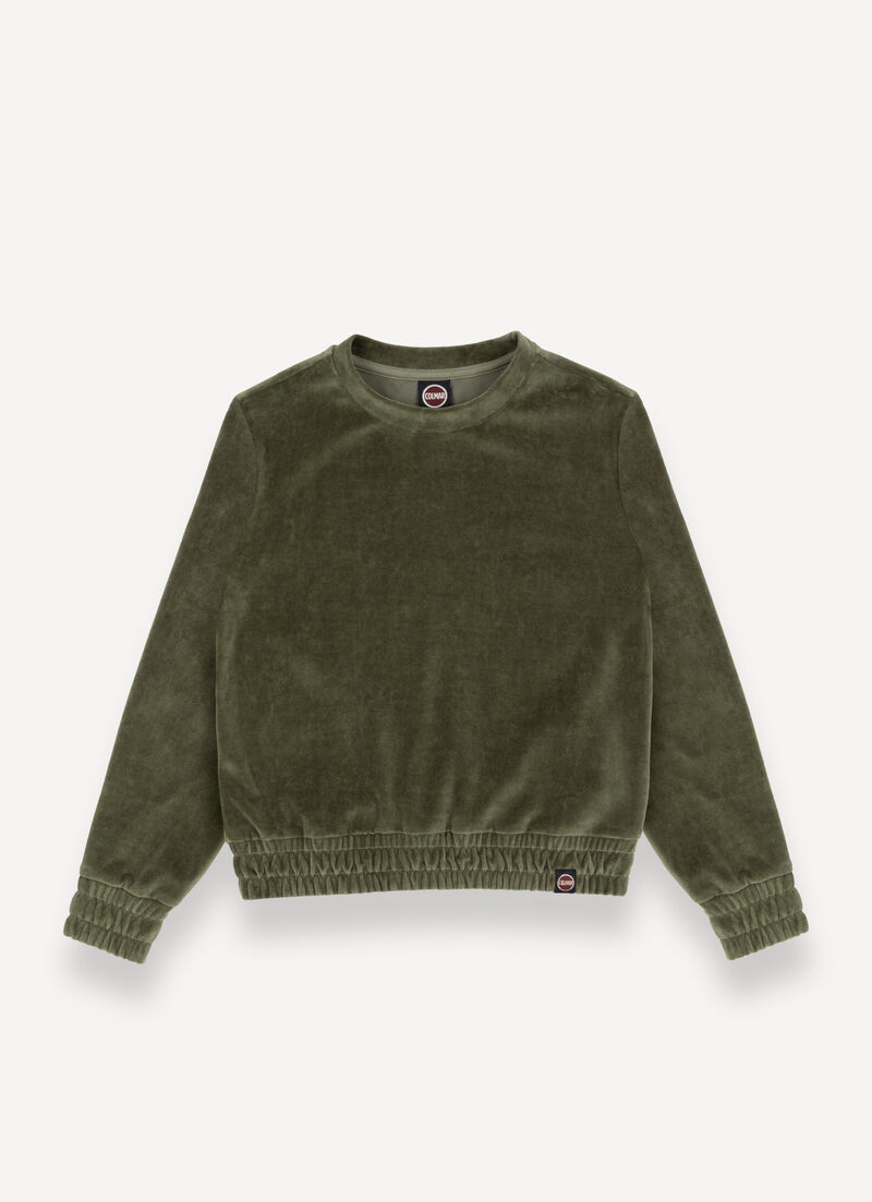 Velvet sweatshirt with stretch band