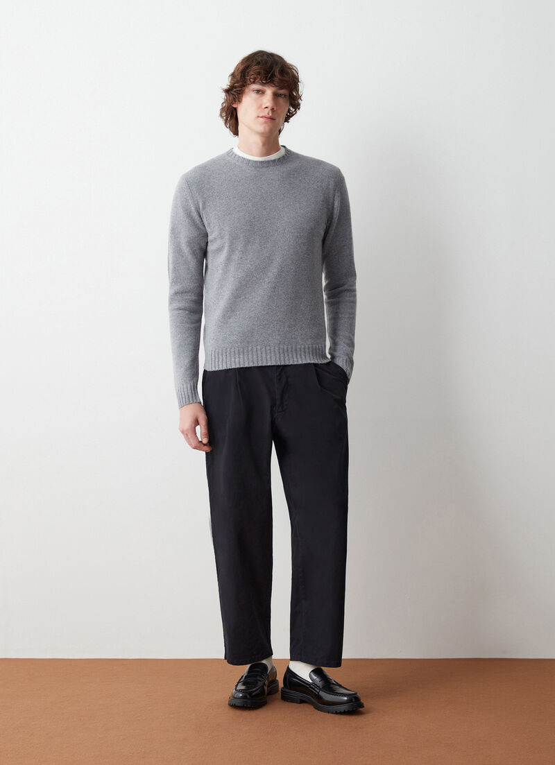 Crew-neck cashmere-blend pullover