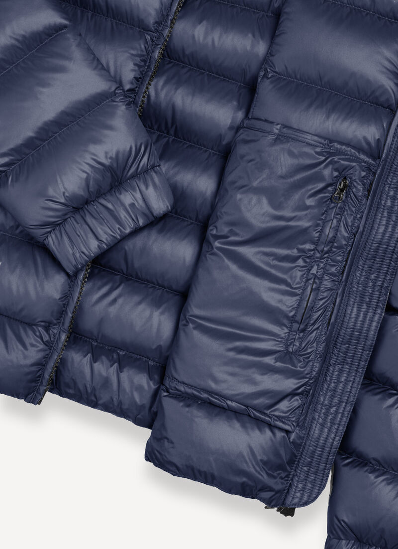 Glossy hooded down jacket