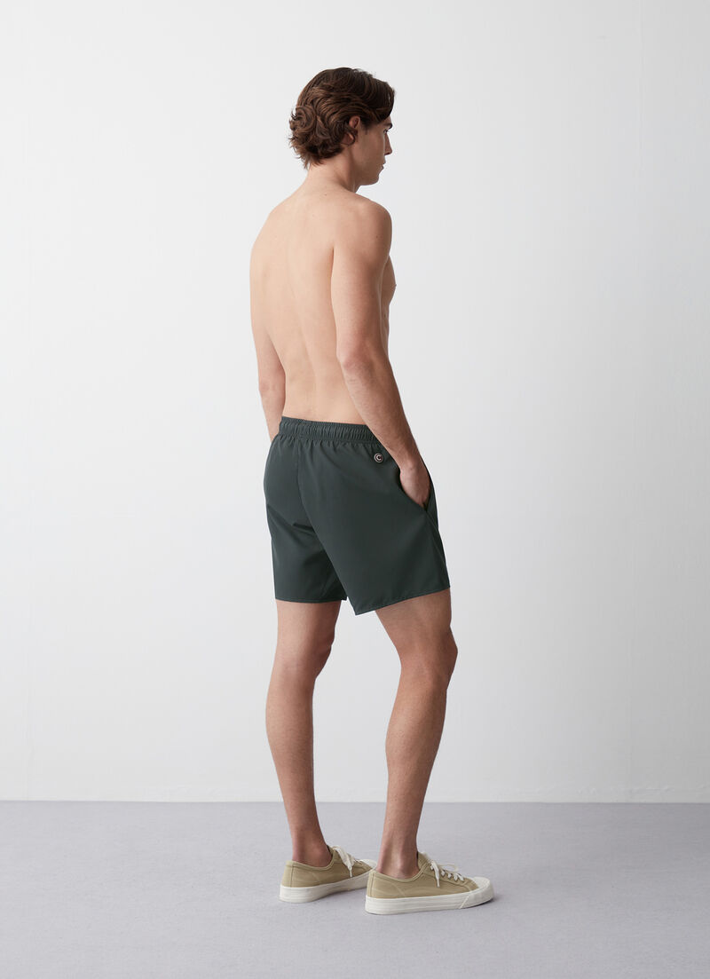 Solid colour swimsuit with elasticated waist