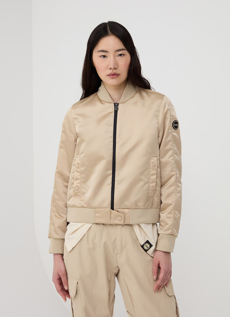 Satin bomber jacket with side zips