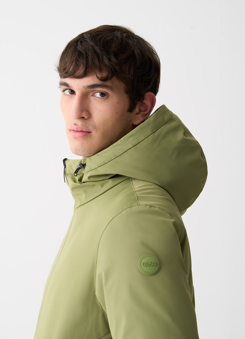 Reversible waterproof down jacket