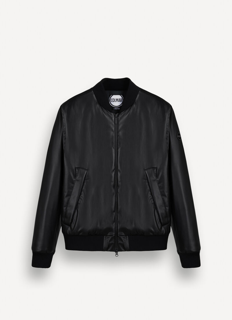 Faux leather bomber jacket
