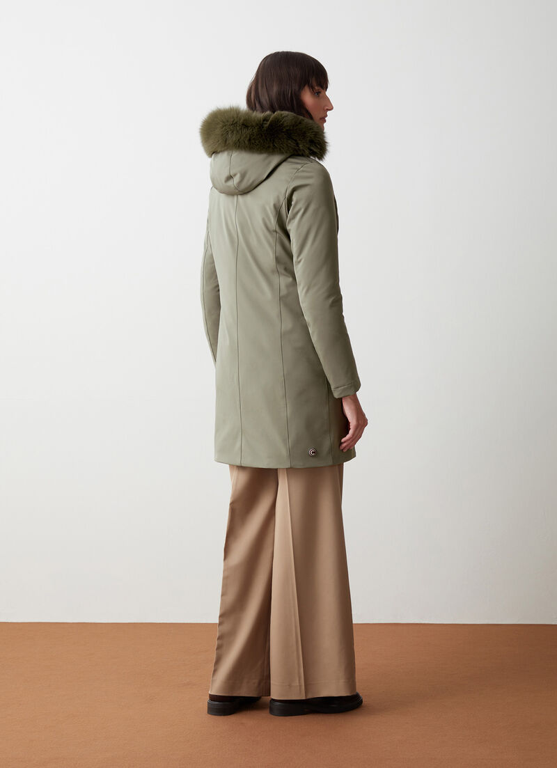 Waterproof down jacket with faux fur