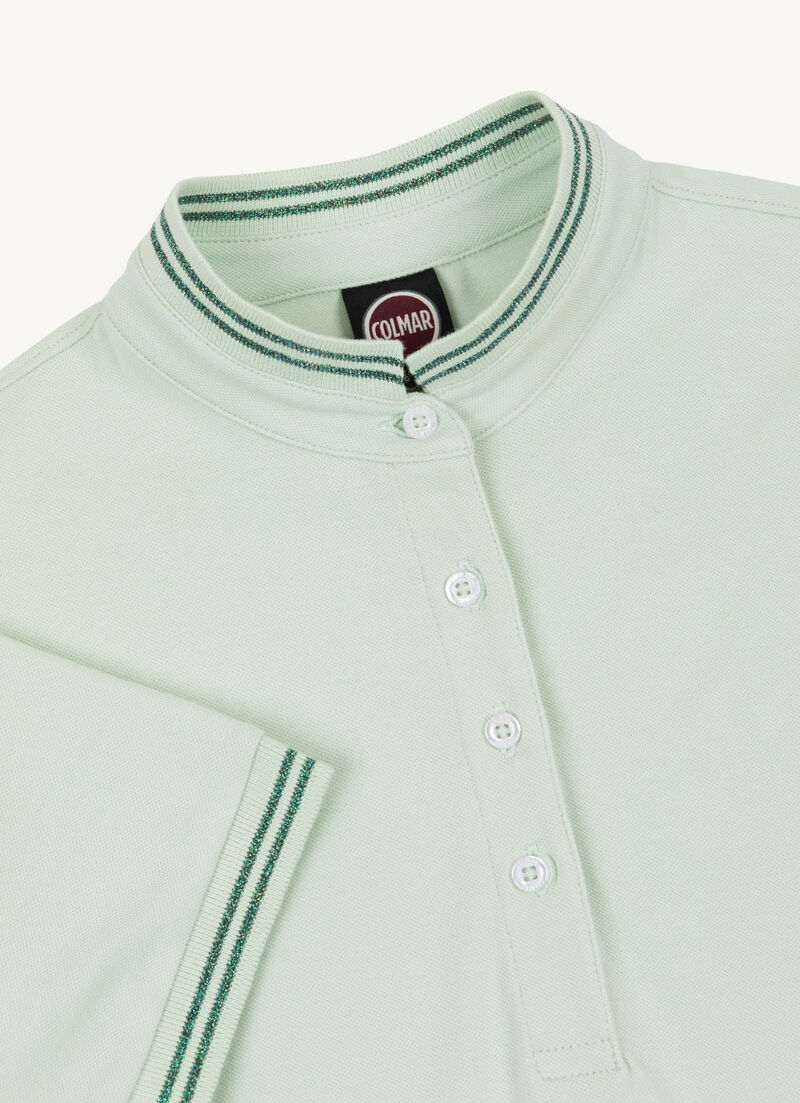 Stretch piqué polo-shirt with ribbed collar