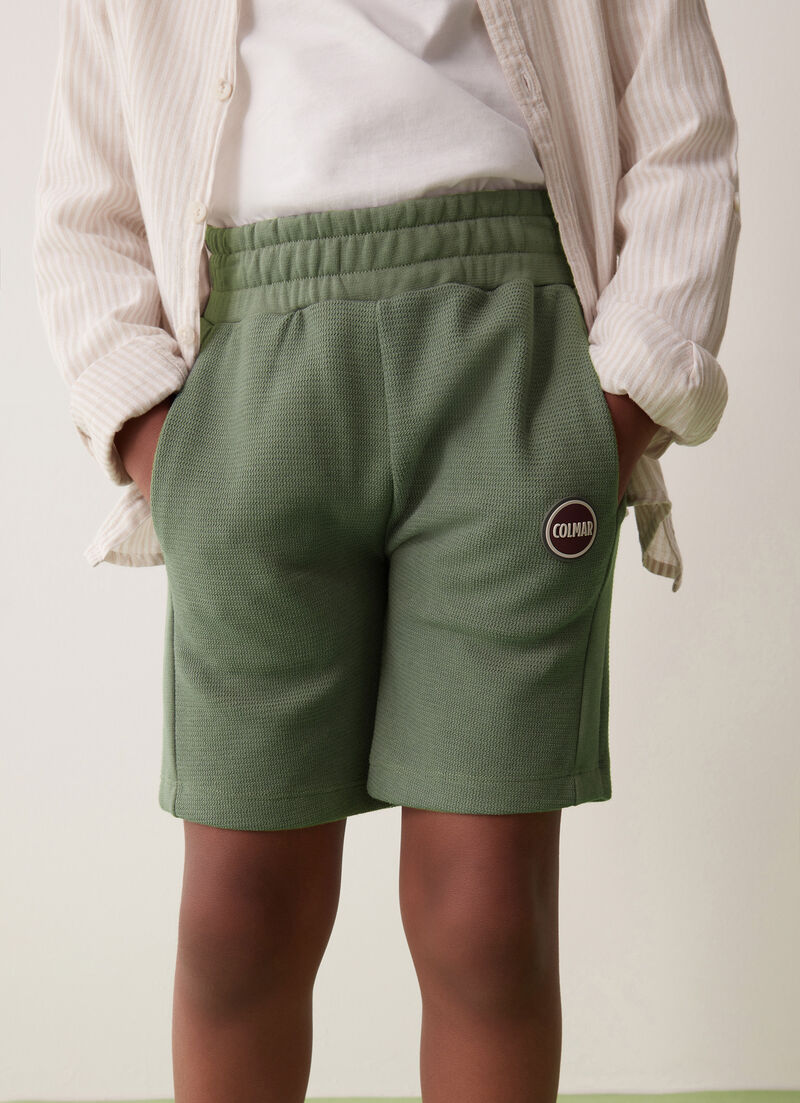 Shorts made from cotton blend piqué interlock fabric