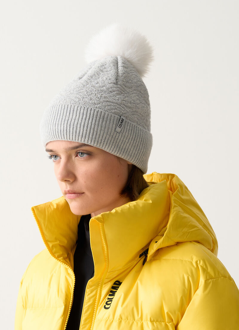 Women's Sparkly cap with pom-pom