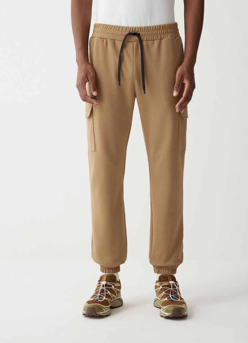 Stretch interlock cargo trousers