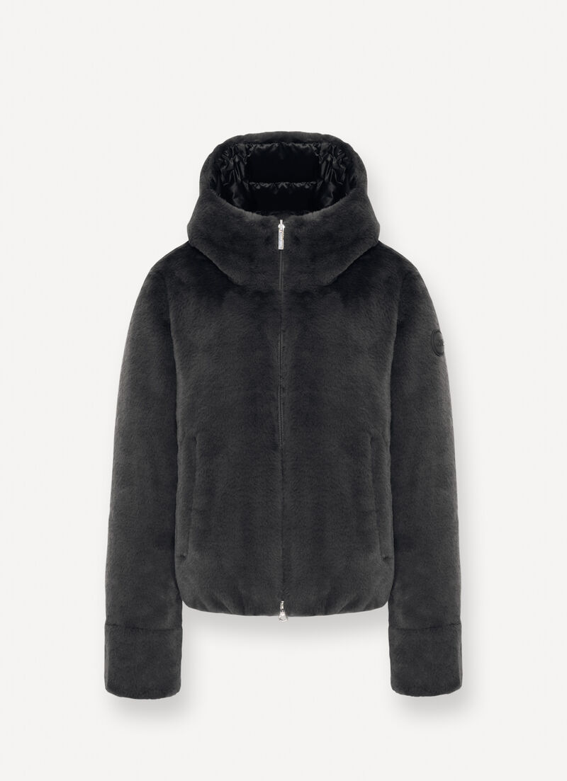 Reversible faux fur down jacket