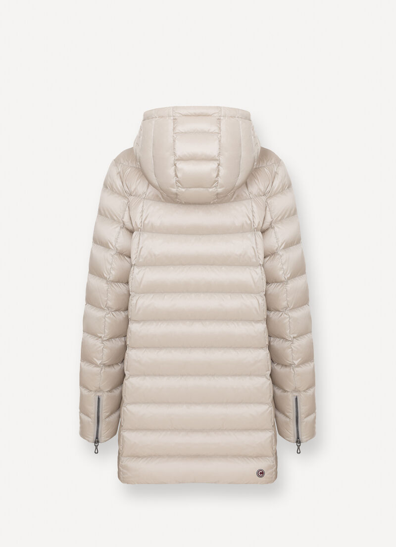 Hooded A-line down jacket