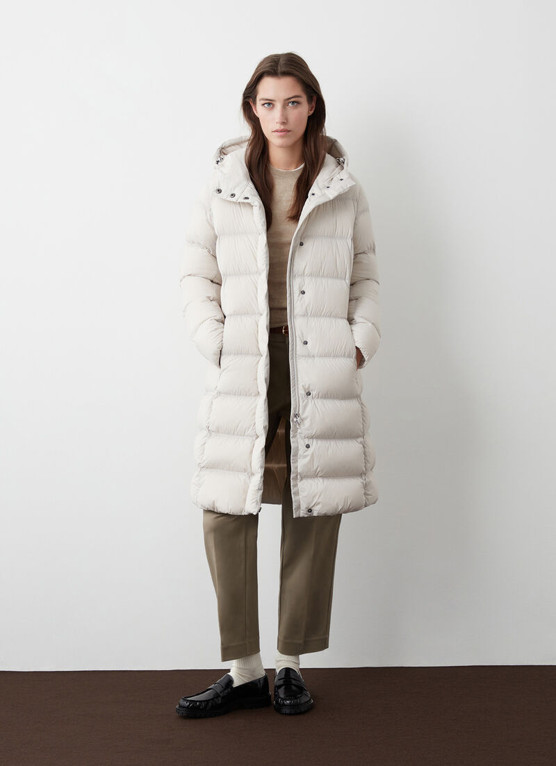 Super-matte stretch down jacket with belt