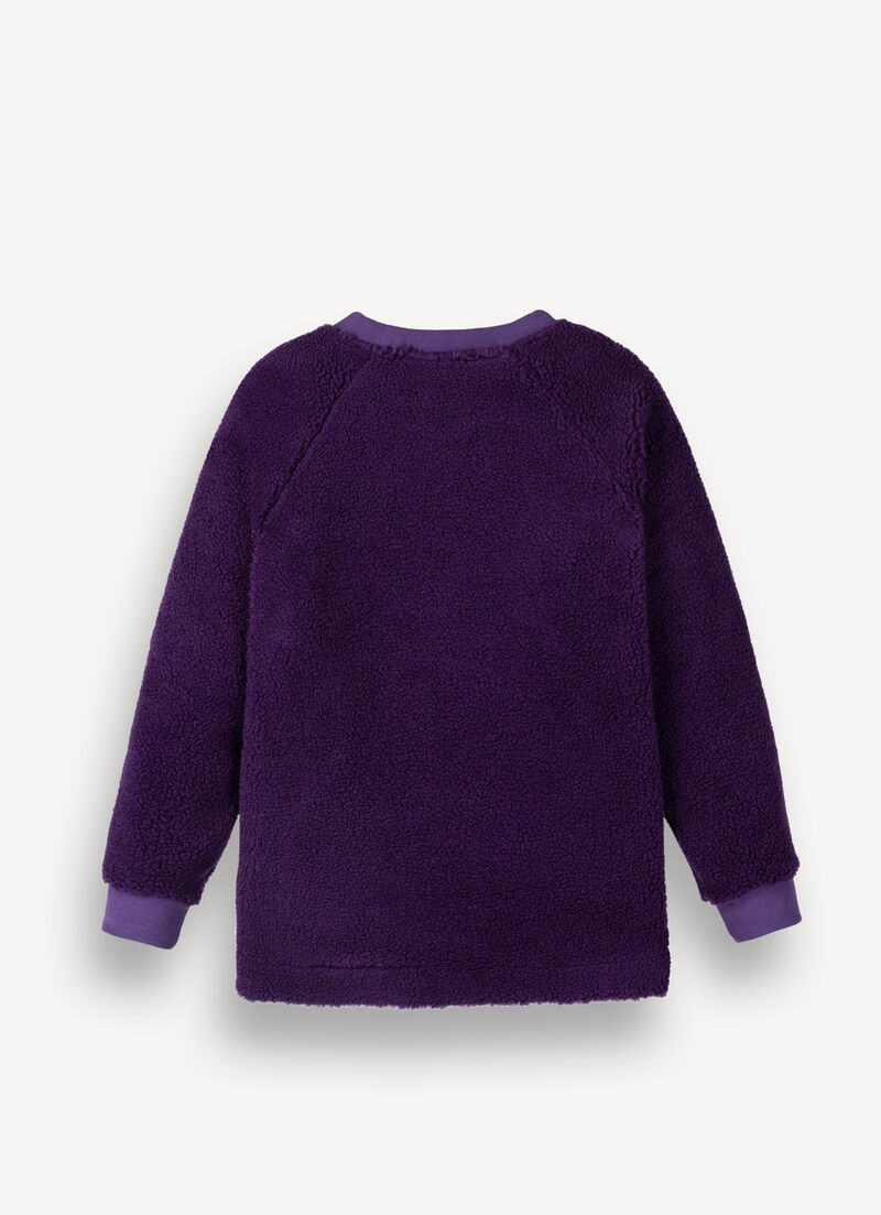 Asymmetrical teddy maxi-sweatshirt