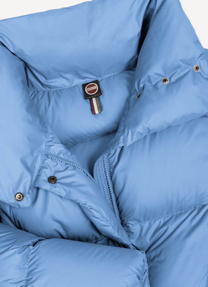 Long oversized down jacket with maxi-collar