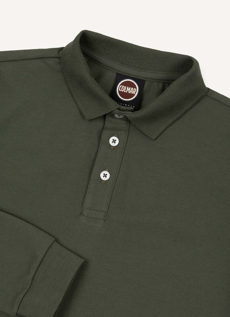 Long-sleeved piqué polo shirt