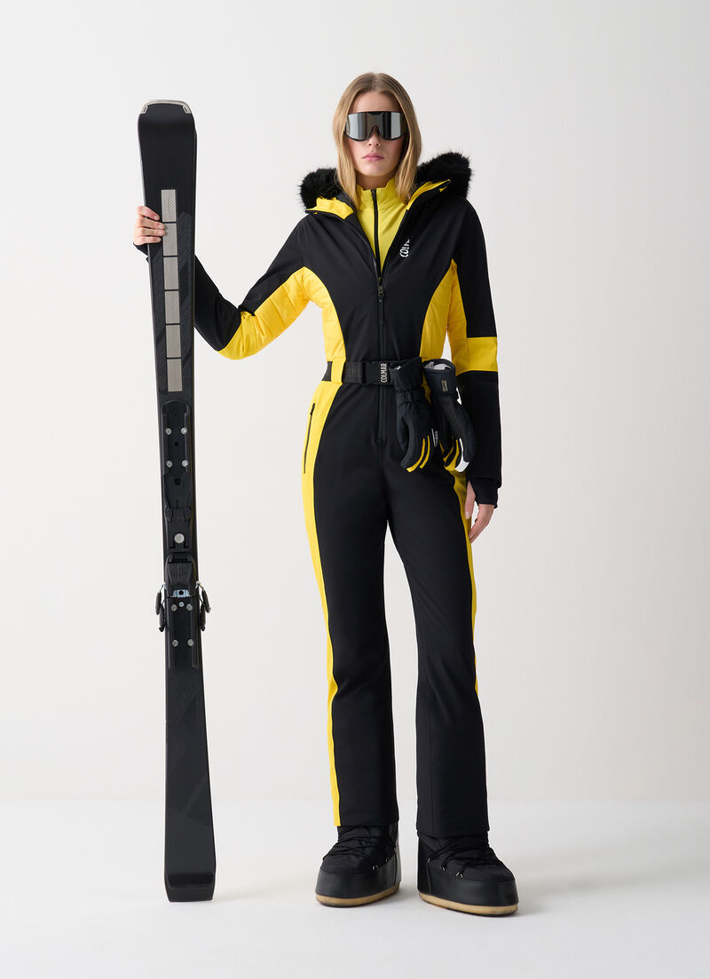 Clepsydra padded ski suit with faux fur