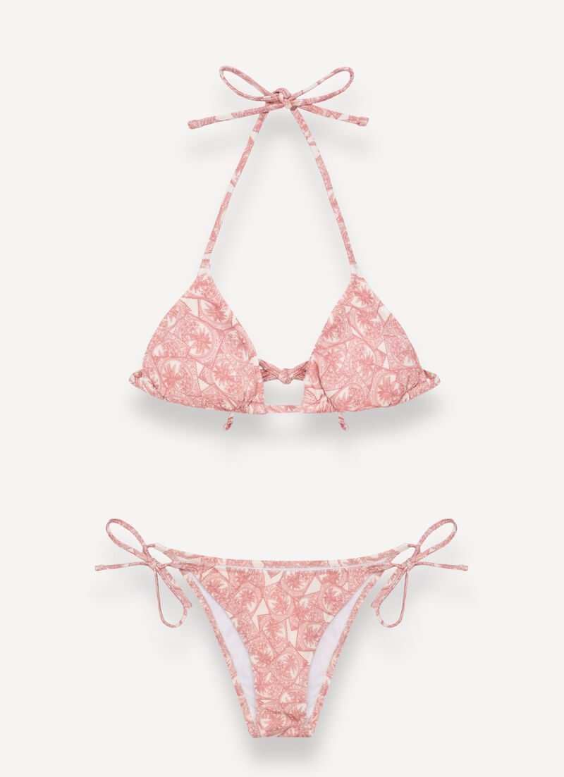 Patterned triangle top bikini